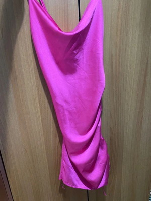 Hot Pink Satin Dress New, One Size, Adjustable Length