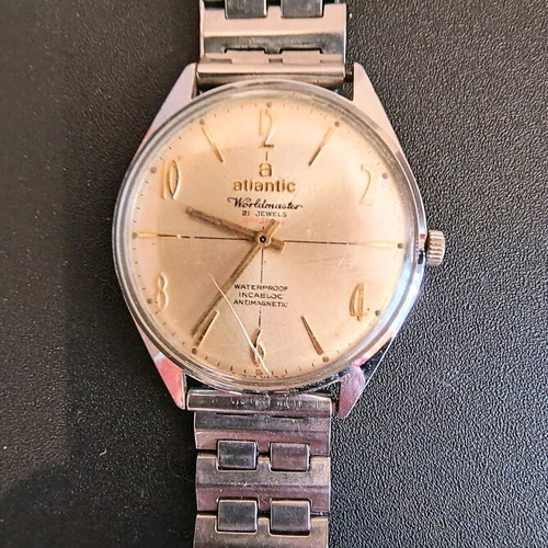 Atlantic Worldmaster Vintage men's watch used, silver tone