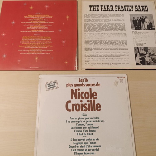 Set of 3 used vinyl records with Nicole Croisille, Christmastime, Farr Family Band