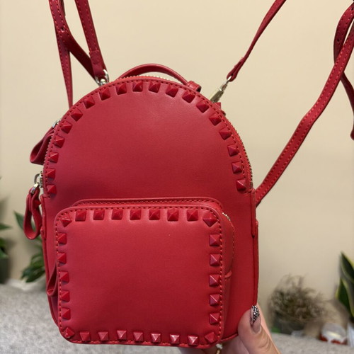 Backpack made of natural leather like new, small red