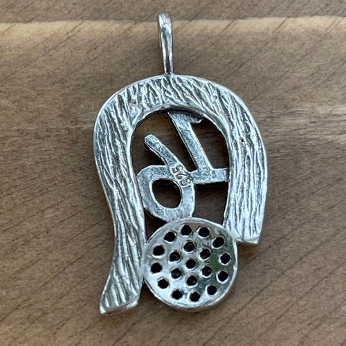 Silver pendant 925 with eye, horseshoe and number 16 like new