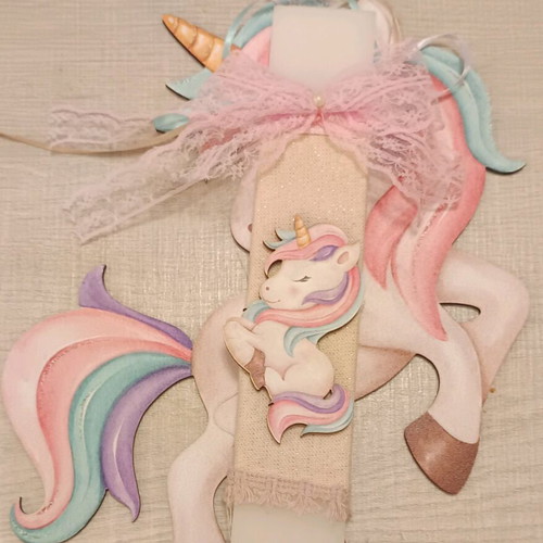 Unicorn Candle Set with Wooden Frame new
