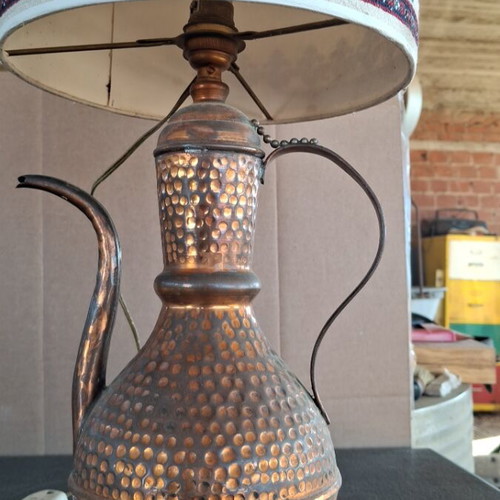 Bronze table lamp handmade, used, 49 cm height