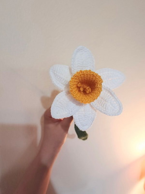 Handmade Narcissus Crochet Flower New, Cotton Yarn