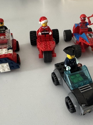 Lego cars and motorcycles with minifigures, set of 6