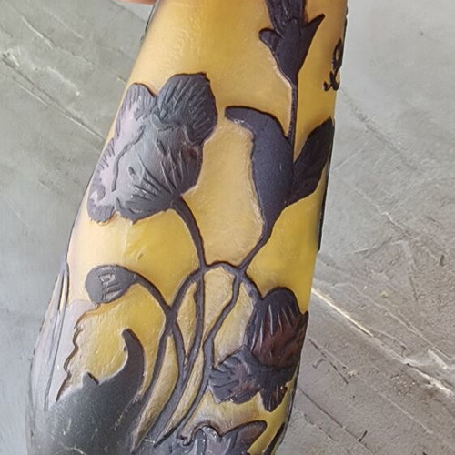 Gallé vase used with embossed floral design