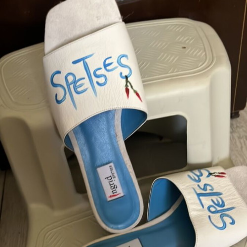 Slippers like new, size 38, white and blue