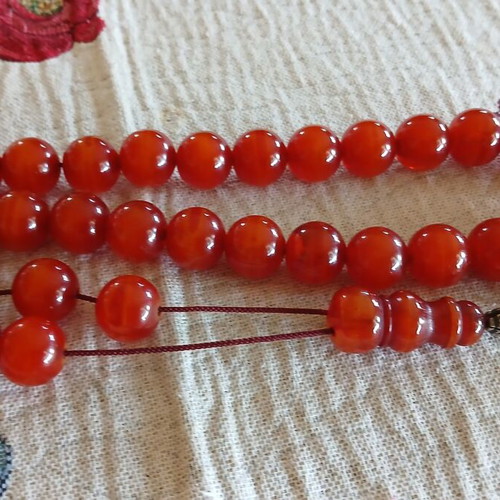 Mastic Bakelite Worry Beads with Silver Elements Like New