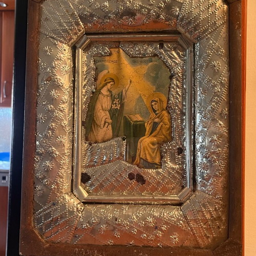 Old Icon Annunciation of Theotokos like new