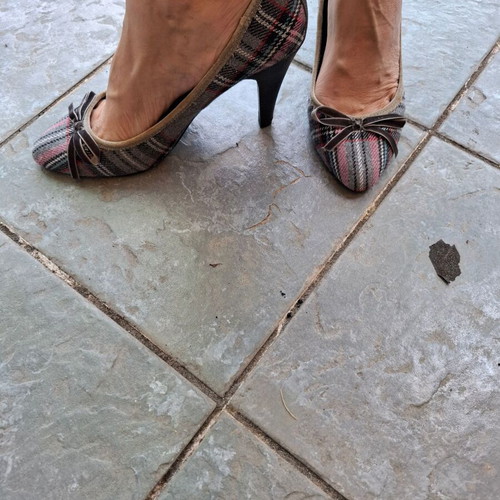 Replay plaid gray pink pumps size 39, like new, 9cm heel