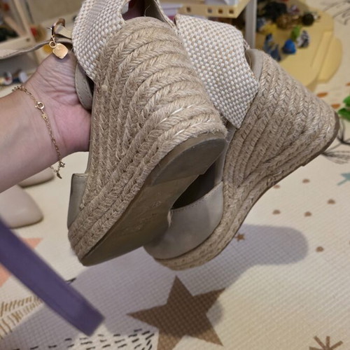 Seven summer women's espadrille-style platform sandals like new, beige, size 37