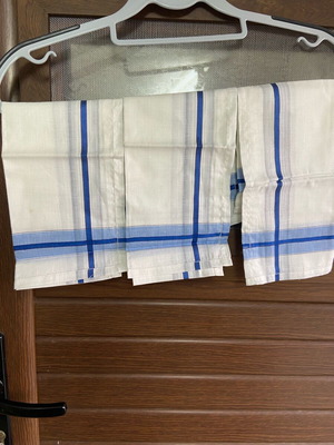 Handkerchiefs new, 3 small, white and blue