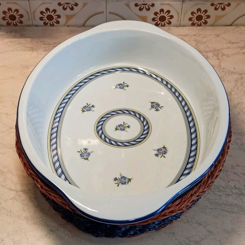 Oval Serving Platter Heat-Resistant Vintage with Wicker Base New