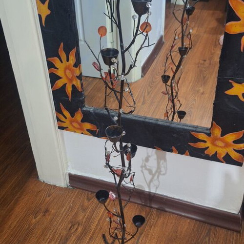 Metal tree-shaped floor candle holder like new, 1 meter tall