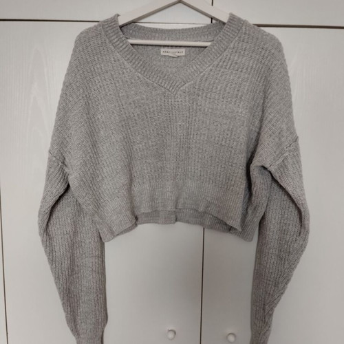 Aeropostale cotton oversized cropped gray sweatshirt like new