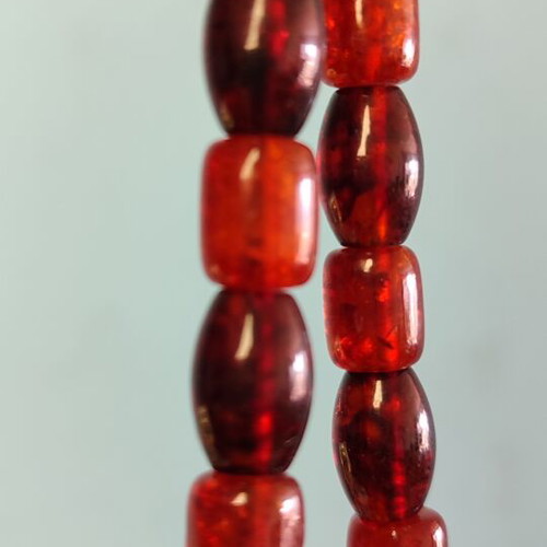 Worry Beads Baltic Pressed Amber Vintage used, silver details, 19 beads
