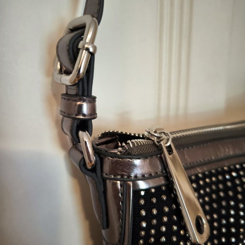 Sisley shoulder and crossbody bag black with gray and brown sequins new