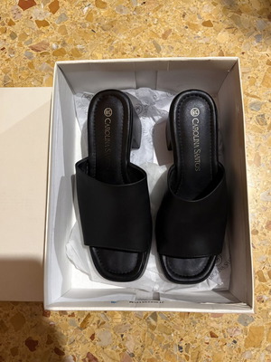Carolina Santos black platform sandals size 38, 8cm heel