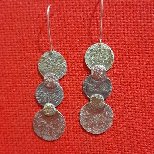 Handmade earrings new, mixed metals, 7.5 cm length