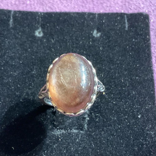 Silver ring one size with authentic Lepidolite stone
