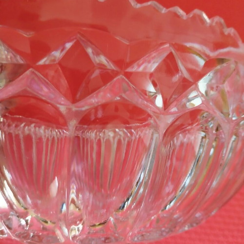 Glass carved fruit bowl used, vintage style