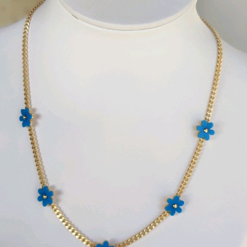 Steel Necklace New Blue Gold
