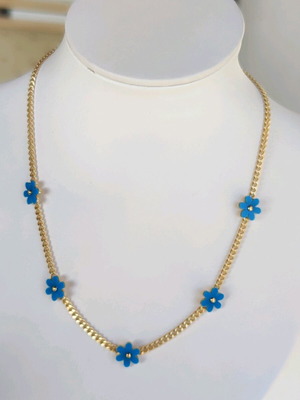 Steel Necklace New Blue Gold