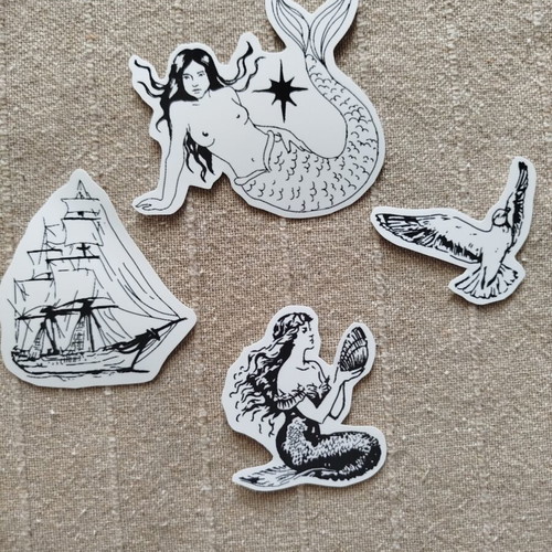 Greek Summer Flash Art Vinyl Stickers Set of 4 new, waterproof