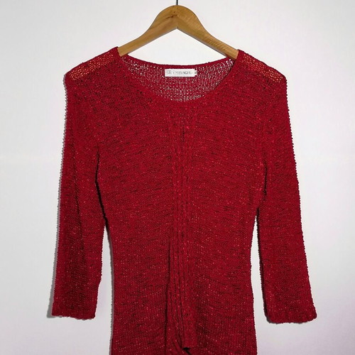 Ruixingdili knitted long-sleeve blouse used, red, size XL