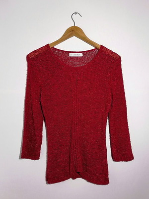 Ruixingdili knitted long-sleeve blouse used, red, size XL