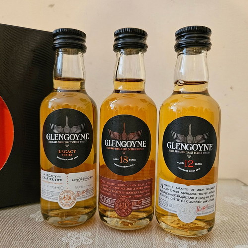 Glengoyne Triple set 12yo, 18yo and Legacy whisky miniature new