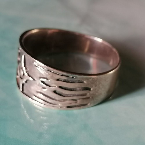 Men's 925 silver ring with embossed compass and waves new