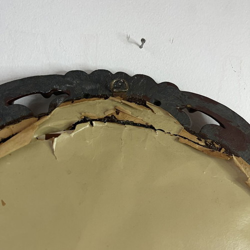 Vintage oval wall mirror with embossed frame