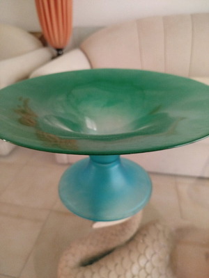 Opaline platter green turquoise with base new