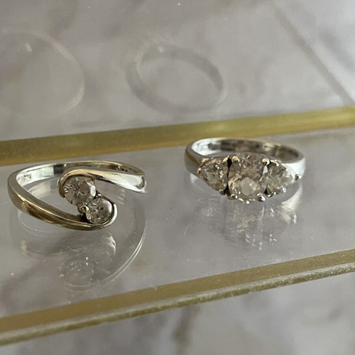 Silver women's rings set like new, size 54, 2 pieces