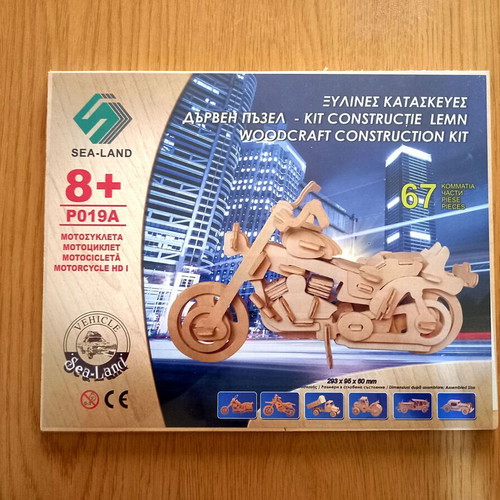 Wooden 3D Motorcycle Construction Puzzle - 67 pieces - Brand New