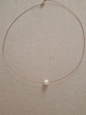 Pearl on wire necklace like new, real pearl