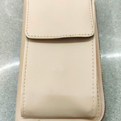 Premium beige wallet and phone case 2 in 1, magnetic and zipper