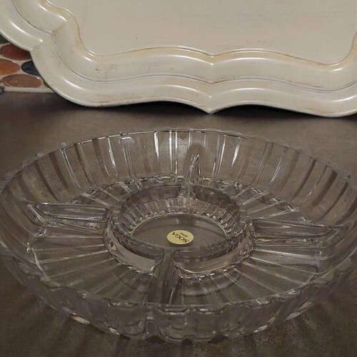 Glass tray with 5 compartments 25 cm new for nuts