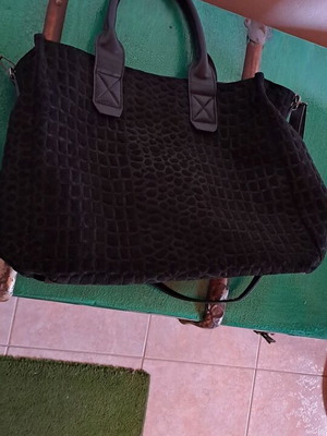 Women's shoulder bag used, black, large capacity
