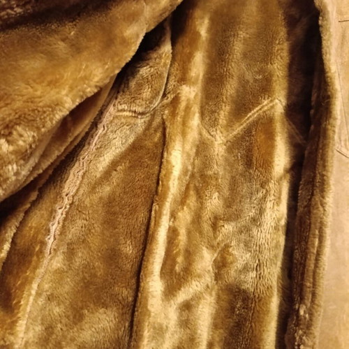 Vintage long mouton coat tan with rich inner fur