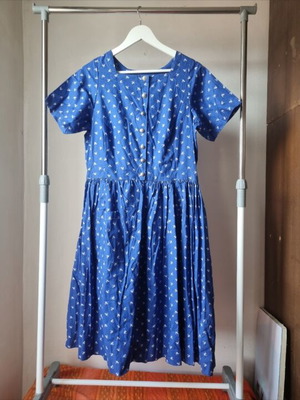Retro dress like new, traditional cotton, blue