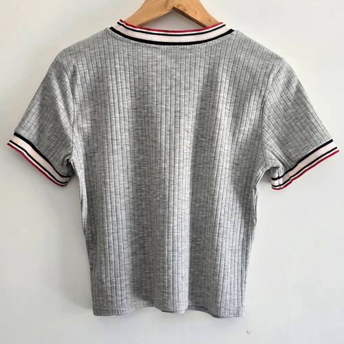 Bershka grey and red short sleeve top, size M-L