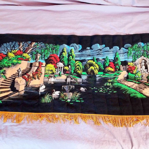 Canvas painting used, vintage, hand-painted, 140x63 cm