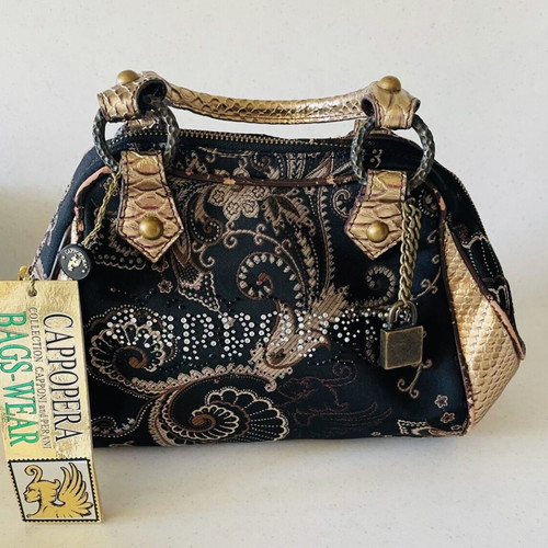 Cappopera women's handbag vintage, black and gold