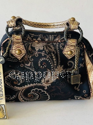 Cappopera women's handbag vintage, black and gold