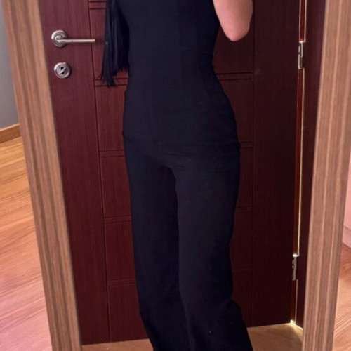 Pull & Bear jumpsuit black size S 36 8 like new with zipper and button