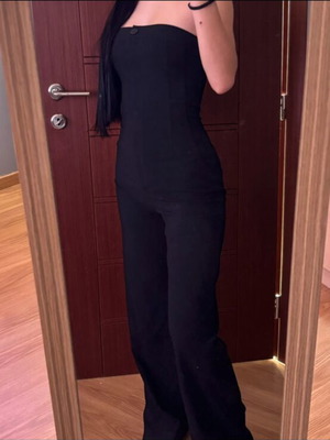 Pull & Bear jumpsuit black size S 36 8 like new with zipper and button