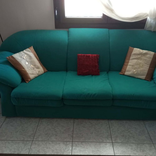 Living room sofa set, 3-seater and 2-seater, turquoise