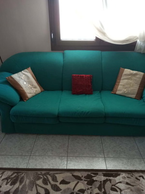 Living room sofa set, 3-seater and 2-seater, turquoise